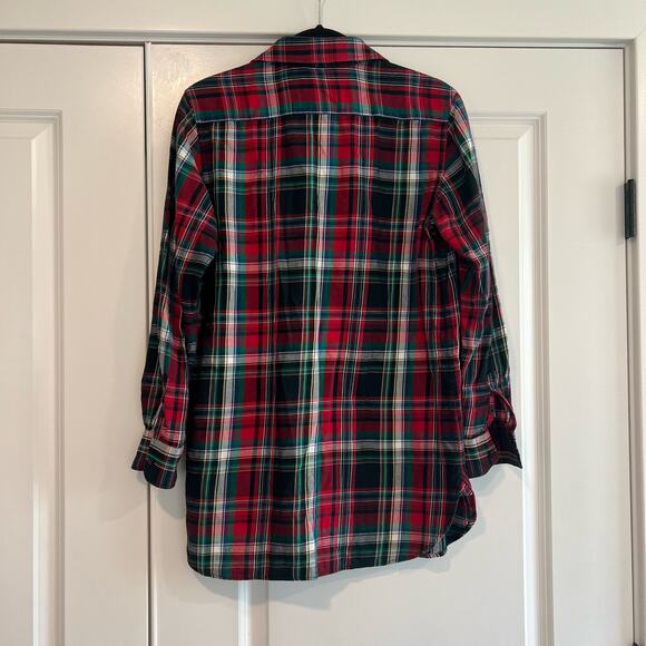 Lauren Ralph Lauren Women's Long Button Down Flannel Red Green Size M - Picture 6 of 9